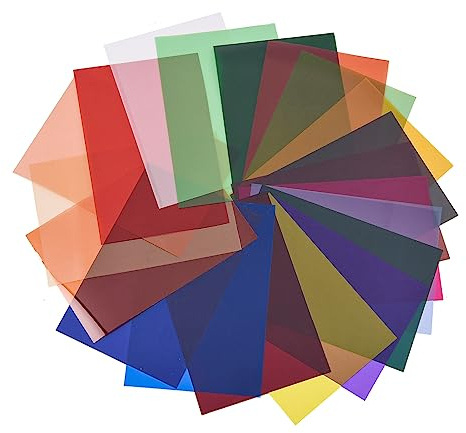 Namolit 20 x Farbfilter aus Gel, transparente Farbkorrekturfolie Lichtfolie, Gelatine-Farbkorrekturfolie für Fotolichter, LED-Blitzlicht, Kamera, Videofokus, 9,8 x 6,6 cm