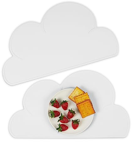 Relaxdays Platzdeckchen Kinder, 2er Set, Wolke, rutschfest, abwaschbar, Tischset Baby, B x T: 47,5 x 26,5 cm, Farbwahl