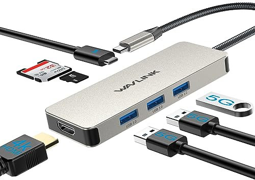 USB C Docking Station, WAVLINK Laptop Dock with 4K HDMI, 100W PD, 3X USB3.1, SD/TF Card Reader, USB C to HDMI Adapter for MacBook Pro/Air, iPad Pro, Surface, XPS, Thunderbolt 3/4 Laptops