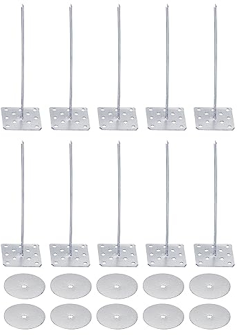 PATIKIL 3.2 pouce Perforé Isolant Epingles avec Ronde Rondelles, 50 Paquet Aluminium Isolant Clou Mur Cheville pour Fixation Mousse Plaques à Mur ou Plafond