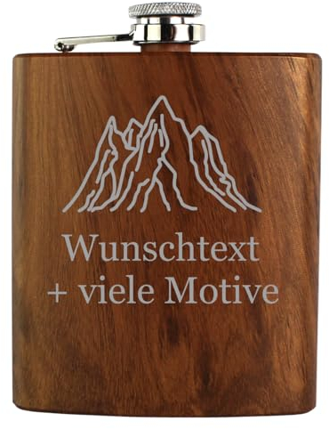 Flachmann mit Name, Spruch + Motiv, 90% Recycelter Edelstahl, nachhaltiges Schnapsgeschenk, Geschenkidee für Männer + Frauen, Füllmenge 190 ml, personalisiertes Geschenk mit Gravur