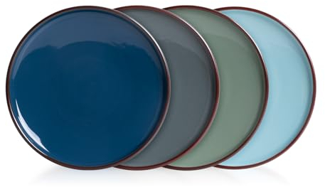 UNICASA Dessert Plate Ceramic, 21cm Breakfast Plate Set, Salad Plate Dinner Service Tableware for 4 Persons (4 Colour)