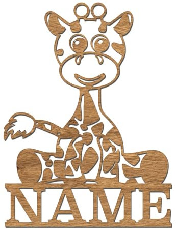 codiarts. Namensschild, Wandbild, Kinderzimmer, Kindertür, personalisierbar mit Namen, selbstklebend (Giraffe)