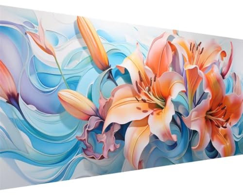ADCCAT Diamond Painting Groß XXL 225x90cm, 5D Diamond Painting Blume Lilie, DIY Full Diamond Painting Runden Steine Bastelset Erwachsene, Malen Nach Zahlen Diamond Painting Geschenk Zimmer Deko K-3