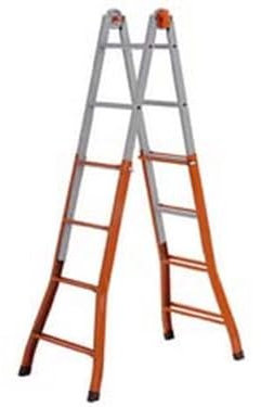 1PEZZO SCALA TELESCOPICA PEPPINA IN ACCIAIO - 4+4 gr.- aperta cm.376h.- cm.48x16x115h.- Kg.11