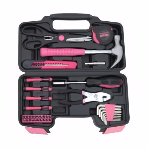 Hantinstom 39-teiliges Haushaltswerkzeug-Set, unverzichtbares Reparatur-Set für Zuhause, mit Kunststoff-Werkzeugkasten, ideal für Studenten, Heimgebrauch und mehr