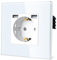TAWOIA Schuko Steckdose mit USB（MAX 2,4A),EU-Standard 1 Fach Steckdosen mit Kristall Glas Platte Wandsteckdosen Weiß 86 * 86mm