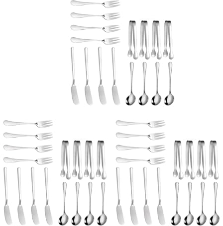 TsoLay Juego de Cuchillos para Untar Mantequilla de Queso, 48 Piezas, Accesorios de Charcutería, Cuchillos de Mantequilla de Acero Inoxidable, Pinzas para Servir (Plata)