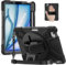zenrich Coque Antichoc pour iPad Air 11 Pouces (M3/M2) 2025/2024 und iPad Air 4/5 (10,9 Pouces), Étui de Protection Robuste Silicone avec Béquille Rotative, Dragonne, Bandoulière et Porte-Crayon-Noir