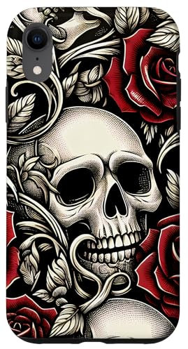 iPhone XR Skulls and Roses Gothic Floral Case