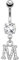 beyoutifulthings Bauch-nabelpiercing Buchstaben-Anhänger M Silber Clear Nabel-Piercing Chirurgenstahl Bananabell Stab-länge 10-mm