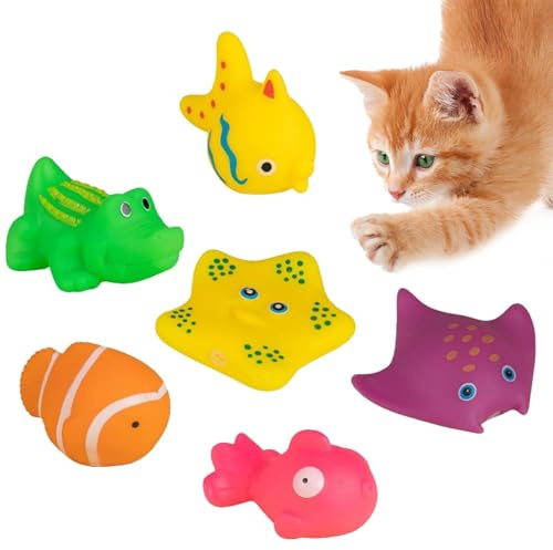 6 Stück Katzen-Fischspielzeug im Wasser, Pool-Katze, interaktives Spielzeug, Katzenpool-Spielzeug, Haustier-Kätzchen, Schwimmen, Baden, Fisch-Spielzeug, Haustier-Katze, reduziert Langeweile im