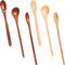 6Pcs Honey Spoon Tea Spoon 6 Brown & Yellow Wooden Teaspoons for Honey Coffee Tea Sugar Kitchen Home Office, 3 Styles