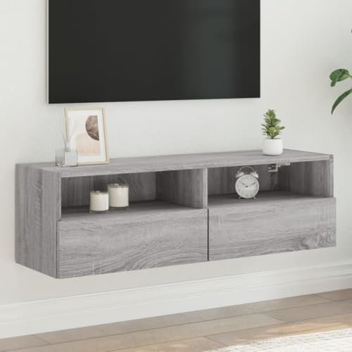 Tidyard TV Wandschrank TV-Hängeschrank Fernsehschrank Wand-Nachttisch Wohnwand Anbauwand Schrankwand Fernsehtisch TV Möbel HiFi-Schrank Hängend TV-Schrank Grau Sonoma 100x30x30 cm Holzwerkstoff