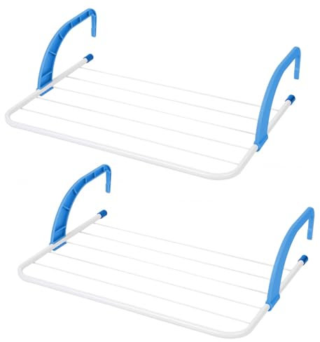 pegs it Radiator Clothes Drying Rack (Pack of 2) | Foldable Radiator Airers Indoor 6 Bars | Over Radiator Clothes Airer with Adjustable Arms | Caravan Airer for Balconies, Windows, Doors