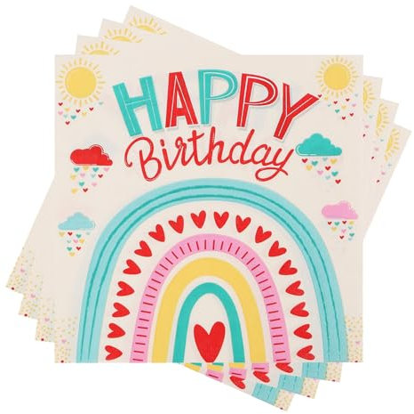 Regenbogen Servietten-40 Stück Regenbogen Deko Kindergeburtstag,Happy Birthday Servietten Kindergeburtstag,Geburtstag für Kinder Geburtstag, Feiern, Regenbogen Party, 33 x 33 cm