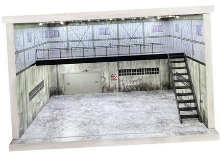 EHJRE Vitrine de Modèle de Véhicule à échelle 1/64 1/36 1/32, Décoration de Table Anti-poussière, Diorama Parking pour Aménagement de Voiture Moulé sous Pre, Escalier Droit Gris