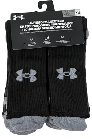 Under Armour Men's UA Performance Tech Padded Crew Socks - Pack of 6