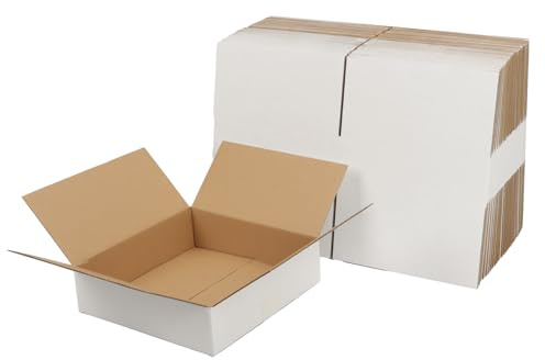 EYMPEU 40 Stück 17,8x17,8x5,1cm Weiße Versandkarton, Kartons für kleine Gegenstände, Spielzeug, Schreibwaren und Weihnachtspäckchen