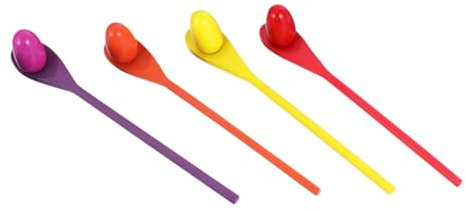 YARNOW 4set Balance Stick Toy Wooden Egg Spoon Relay Race Game Training Tool for Boys and Girls Outdoor Playing Balls and Spoons