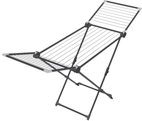 JUWEL Superdry Maxi Wäscheständer (mit Wäscheleinen, Trockenlänge 20 m, Farbe grau, für ca. 2 Waschmaschinenfüllungen, für Innen- und Außen, witterungsbeständig, Standtrockner) 40899