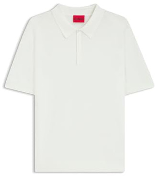 HUGO Herren San Peter-CV Strick-Poloshirt mit verdeckter Knopfleiste