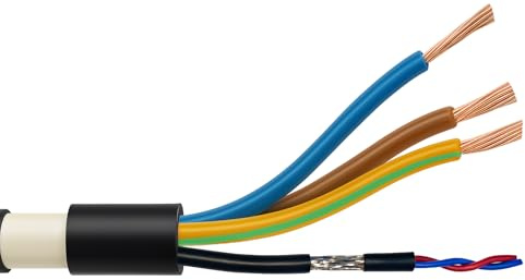 6mm² 3-Core LSZH EV Charger Cable with Integrated PVC Sheathed 1 Pair Screened 24awg Data Cable – LSZH Outer Sheath - Data And Power Combined (5 Metres)