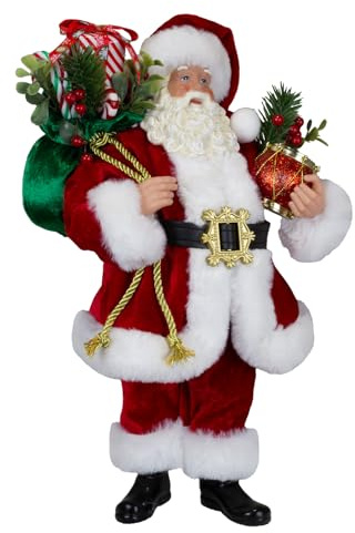 Monopol Christmas Paradise Weihnachtsmann 38cm stehend Santa Claus Dekofigur in rot mit Geschenkesack