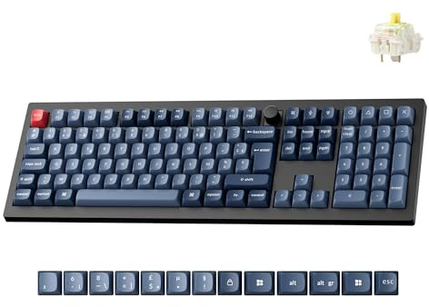 Keychron V6 Max Clavier Mécanique 100% AZERTY, 2.4 GHz/Bluetooth/Filaire, Programmable QMK, RVB, 4000mAh, Hot-Swap, Clavier de Gaming pour Mac/Win/Linux, Gateron Jupiter Switches Bananes