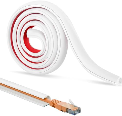 4m Kabelkanal Weiß Mini Kabelkanal Weiß Selbstklebend Flexibel Halbkreisförmiges Kabelrohr Es Bietet Platz Für 2 Drähte.Geeignet Für Die Kabelführung In Wänden Böden Und Decken