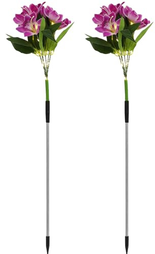 SOLUSTRE Solar-gartenleuchte mit Blumenmotiv Solarbetriebene Außenlichterkette Led-blumenlichterkette für Garten und Terrasse Energiesparende Außendekoration Solarlichterkette für Rasen