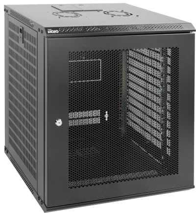 Tecmojo 19 Zoll 12HE 450mm Tief Netzwerk-Schrank, Wandmontage-Serverschrank, 19 IT-Netzwerk-Rack-Gehäuse, abschließbare Tür und Seitenwände, perforierte Tür, Flachverpackung, Schwarz