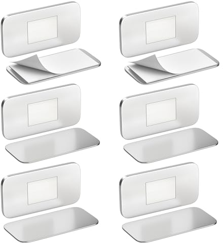 Jiayi 6 Pack Ultra Thin No Drill Magnetic Cabinet Door Catch, Adhesive Stainless Steel Drawer Door Cabinet Magnets to Stay Closed, Cabinets Latches for Kitchen, Bathroom, Closet, RV Doors Closure