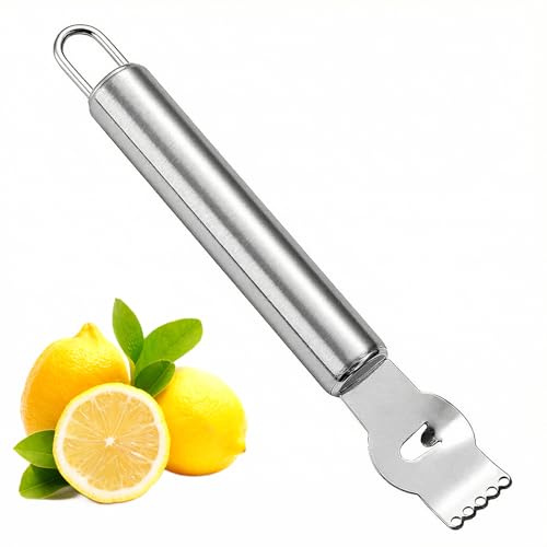 LEOUEANR Paquete de 1 rallador, rallador pelador de acero inoxidable y rallador de frutas cítricas para limones, limas y naranjas, herramienta de cocina profesional para cócteles y hornear (plateado)