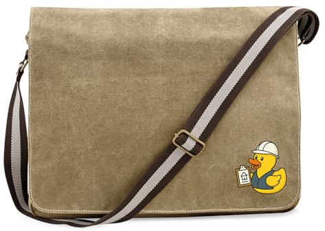 Huuraa Umhängetasche Quietscheente Bauingenieurwesen Comic Gummiente 14 Liter Sahara Canvas Laptoptasche Geschenkidee