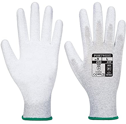 Portwest Antistatischer PU-Handflächen Handschuh, Größe: XXS, Farbe: Grau, A199GRRXXS