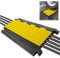 Pyle Durable Cable Protective Ramp Cover - Supports 33000lbs Five Channel Heavy Duty Cord Protection w/Flip-Open Top Cover, 31.5” x 17.5” x 1.77” Cable Concealer for Indoor Outdoor Use