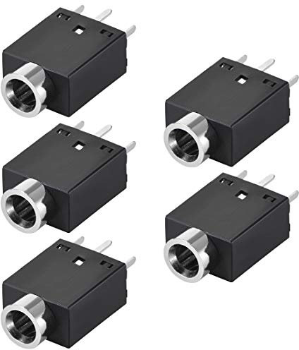 sourcing map PCB Mount 3.5mm 5 Pin Socket Headphone Stereo Jack Video Connector PJ358 Black 5Pcs