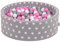 KiddyMoon Rund Bällebad Bällepool 90X30cm/200 Bälle ∅ 7Cm Sterne-Muster Ballgruben Für Babys Spielbad Kleinkinder, Hergestellt In Der EU, Grausterne: Grau/Weiß/Hellpink
