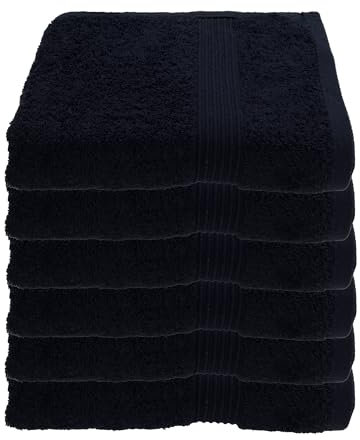 Julie Julsen 6er Pack Handtuch Chemikalien-Frei 600g/m² Schwarz 50 x 100 cm 100% Baumwolle - Oeko TEX Std 100 Zertifizierung - Weich und Saugstark - Waschmaschinenfest