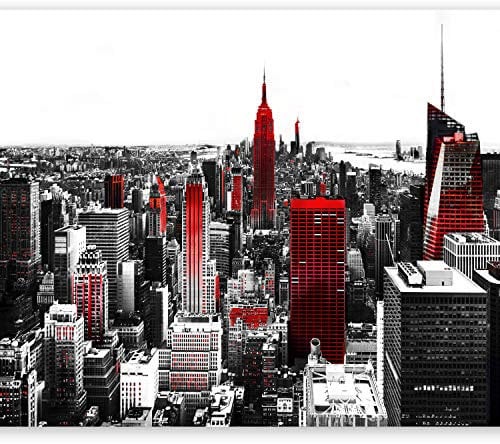 murando Fototapete selbstklebend New York 294x210cm Foto Tapete Tapetenfolie Möbelfolie Wandverkleidung Wandtapete Motivtapeten Bildtapete Wohnzimmer 3d Effekt Modern Stadt City rot grau weiß