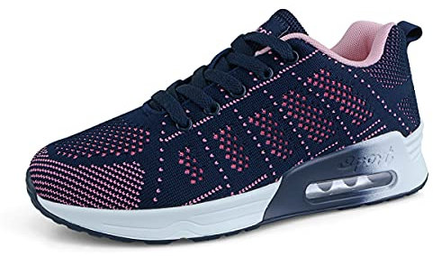 Womens Trainers Athletic Running Shoes Breathable Air Cushion Sneakers Fashion Sport Gym Trainers Blue 2 UK
