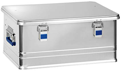 hünersdorff Aluminium-Box Profi 48 Liter, wasserdicht mit Gummi-Dichtung, leicht, stabil, Klapphandgriffe, Vorbereitung für Schlösser, Farbe: silber, 452150