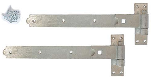 Gate Hinges Hook and Band 14 350mm Cranked Galvanised Heavy Duty - Sold in Pairs