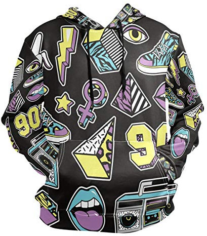 LDIYEU Cose Nere Radio Art Felpa con Cappuccio Atletiche 3D Stampare Hoodie Felpe Sweatshirt per Ragazze Ragazzi Adolescente