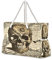 Mnsruu Strandtasche mit Baumwollseilgriffen, Retro-Vintage-Totenkopf, Reißverschluss oben, Mehrzweck-Tragetasche, wiederverwendbare Einkaufstasche, Wäschesack, Mehrfarbig, Einheitsgröße