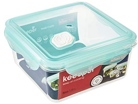keeeper Frischhaltedose mit Klickverschluss, 16 x 16 x 8 cm, 1,15 l, Tina Tritan, Aquamarine