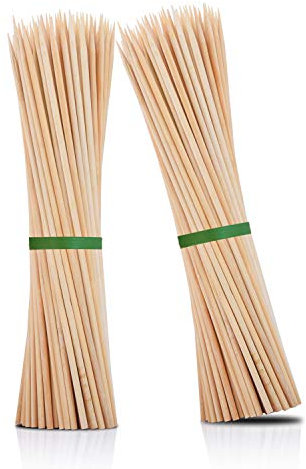 Minisland Premium 10 Inch Bamboo Wooden Skewers for Kabobs 4mm Thick Round BBQ Heavy Food Sticks 100 Counts -MSL166