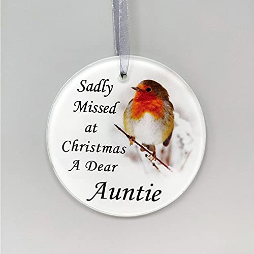 David Fischhoff Robin Christmas Tree Hanging Glass Memorial Ornament (Robin Glassware, Auntie)