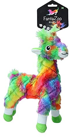FantaZoo Giraffe Buntes und Recyceltes Hundespielzeug - M - Hundespielzeug - 24 x 7 cm - Hundespielzeug mit Quietscher - für mittelgroße Hunde